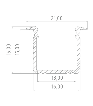 Profil aluminiowy 16 mm wpuszczany biały 2 metry + szybka mleczna