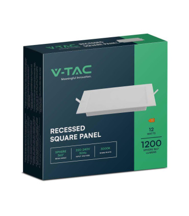 Panel Led V-Tac Wpuszczany Premium Downlight 12W Kwadrat 170X170 Vt-61012 4000K 1200Lm