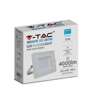Projektor Led V-Tac 50W Samsung Chip Biały Vt-50 4000K 4000Lm 5 Lat Gwarancji