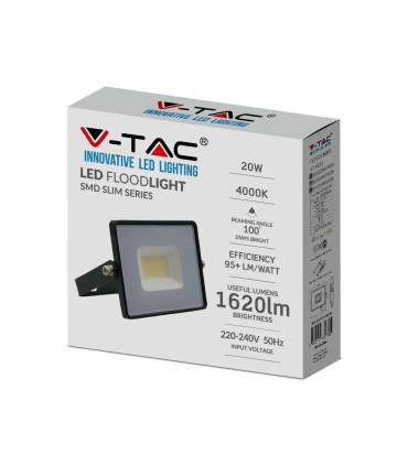 Projektor Led V-Tac 20W Smd E-Series Czarny Vt-4021 3000K 1620Lm