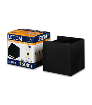 LEDOM Kinkiet zewnętrzny LED 2x3W 3000K IP54 czarny CUBE