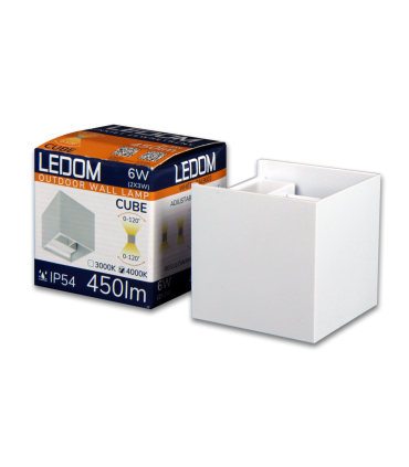 LEDOM Kinkiet zewnętrzny LED 2x3W 3000K IP54 biały CUBE