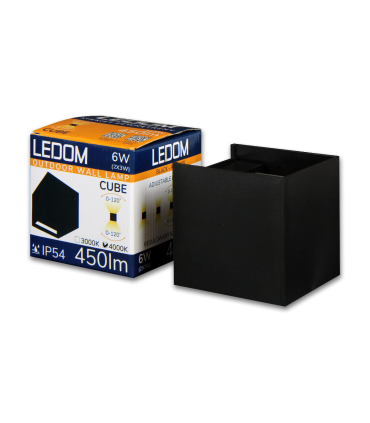 LEDOM Kinkiet zewnętrzny LED 2x3W 4000K IP54 czarny CUBE.