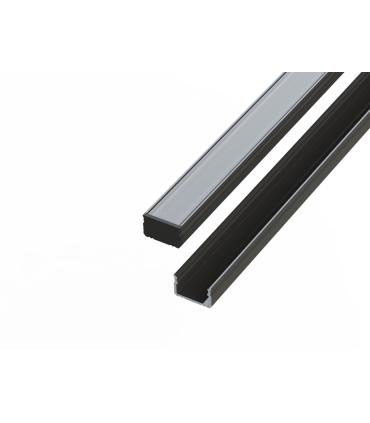 Profil aluminiowy 10 mm nawierzchniowy czarny 2 metry + szybka mleczna
