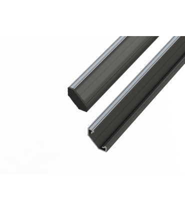 Profil aluminiowy narożny czarny 2 metry + szybka mleczna