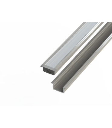 Profil alumininiowy 10 mm wpuszczany anodowany 2 metry + szybka mleczna