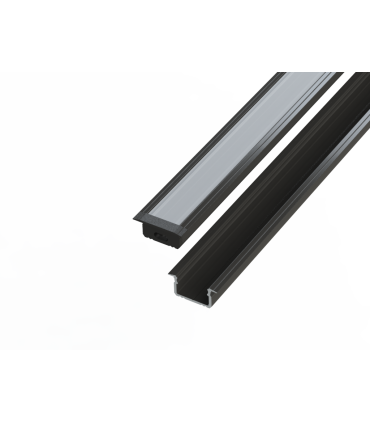Profil aluminiowy 10 mm wpuszczany czarny 2 metry + szybka mleczna