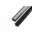 Profil aluminiowy 10 mm wpuszczany czarny 2 metry + szybka mleczna