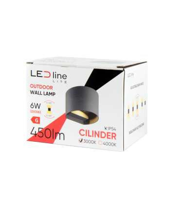 LED line LITE Kinkiet zewnętrzny LED 2x3W 3000K IP54 szary CILINDER