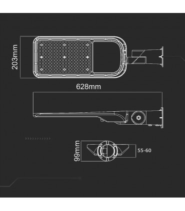 Oprawa Uliczna Led V-Tac Samsung Chip Z Regulacją I Czujnikiem Światła 150W 120Lm/W Vt-169St-S 4000K 16500Lm 5 Lat Gwarancji
