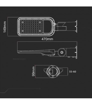 Oprawa Uliczna Led V-Tac Samsung Chip Z Regulacją 50W 120Lm/W Vt-59St 4000K 5000Lm 5 Lat Gwarancji