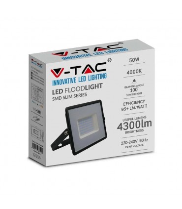 Projektor Led V-Tac 50W Smd E-Series Czarny Vt-4051 4000K 4300Lm