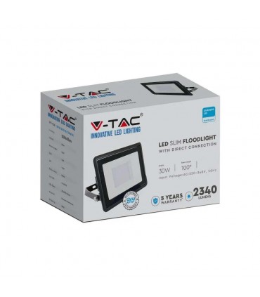 Projektor Led V-Tac 30W Samsung Chip Czarny Z Mufą Vt-138 6500K 2340Lm 5 Lat Gwarancji