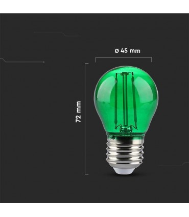 Żarówka Led V-Tac 2W Filament E27 Kulka G45 Kolor Vt-2132 Kolor Zielony 60Lm